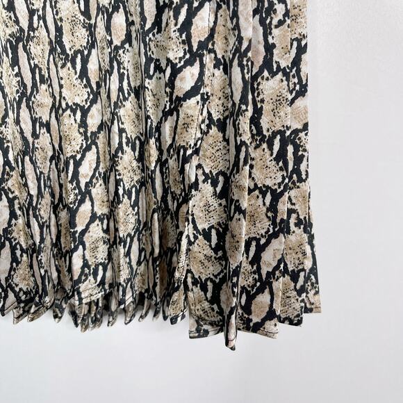 All In Favor Womens S Snake Print Pleated Midi Skirt Black Cream Animal Print - Picture 5 of 8